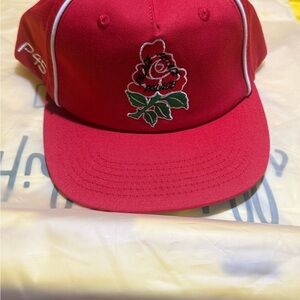 PALACE Red Rose Embroidered Baseball Cap with White Piping